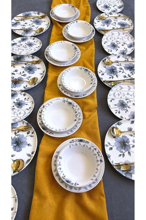 Hermia Juego de Cena de Cerámica de 24 Piezas para 6 Personas, Vajilla Completa para Uso Diario y Ocasiones Especiales, Apto Microondas y Lavavajillas